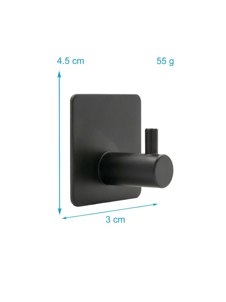 Intirilife 4x Handtuchhalter Handtuchhaken selbstklebend in Schwarz günstig kaufen onesize