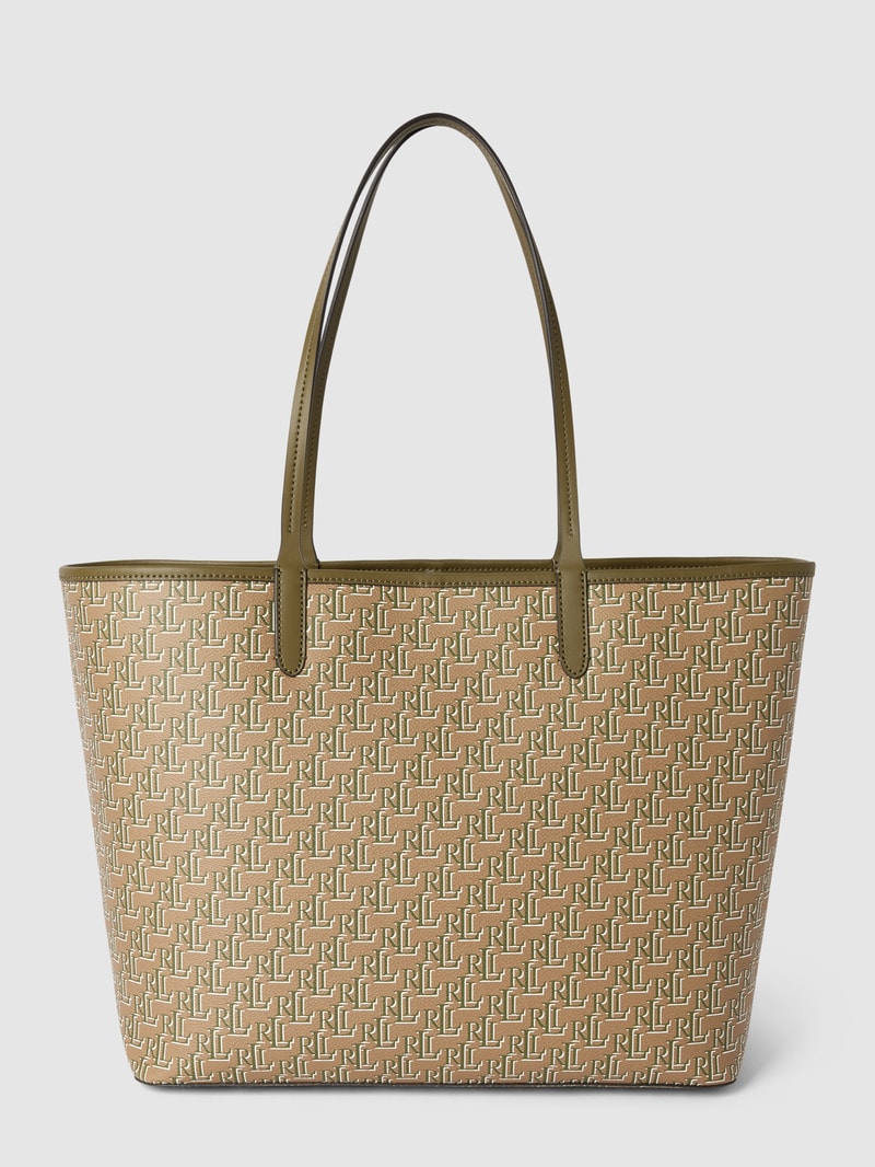 Tote Bag mit Allover-Logo Modell 'COLLINS' in olivgrün