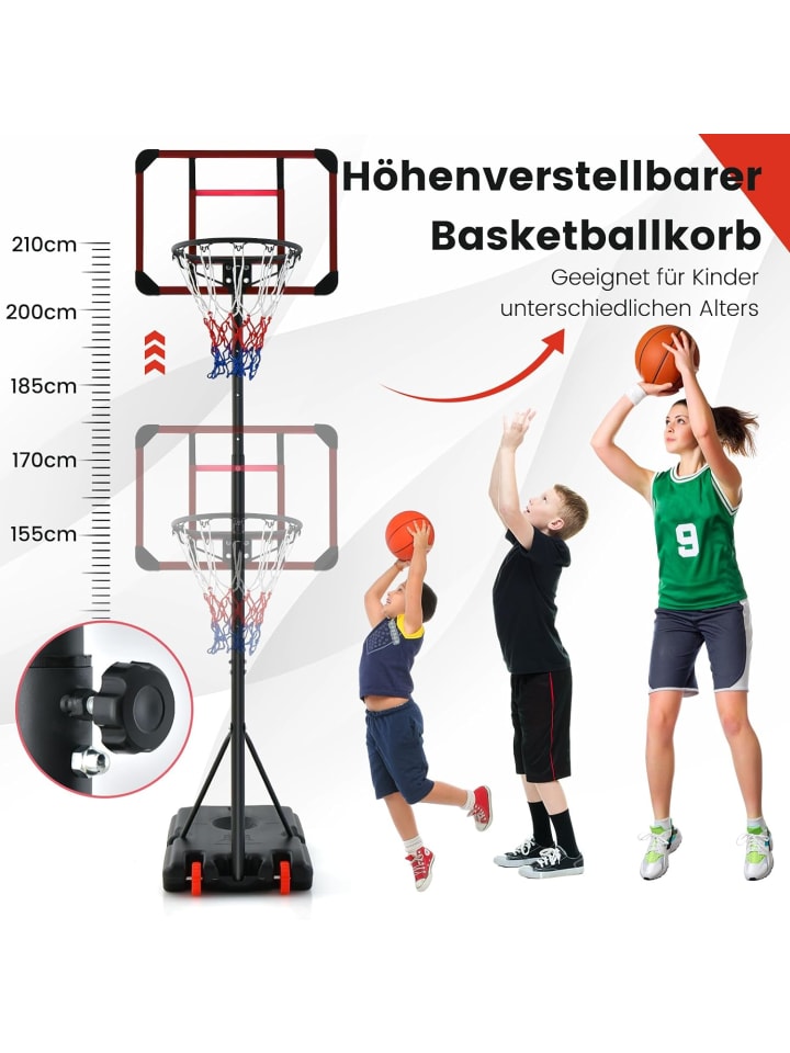 COSTWAY Basketballständer 155-210cm in Schwarz günstig kaufen onesize