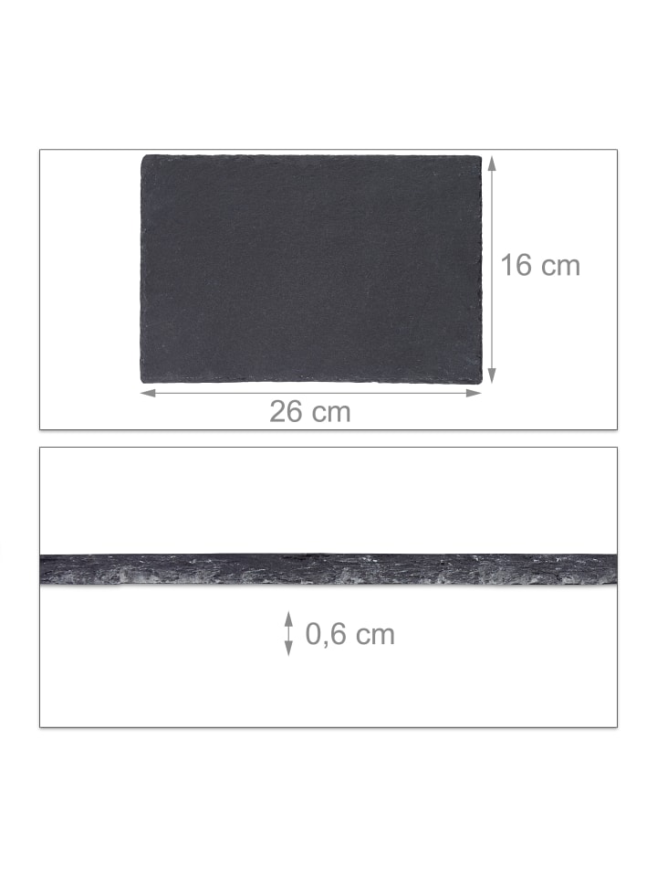 relaxdays 4 x Schieferplatte in Anthrazit - (B)26 x (T)16 cm günstig kaufen onesize