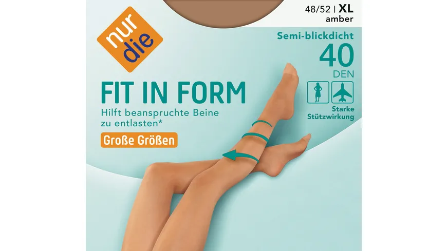 NUR DIE Damen Feinstrumpfhose Fit in Form Komfortgröße 40 DEN perle