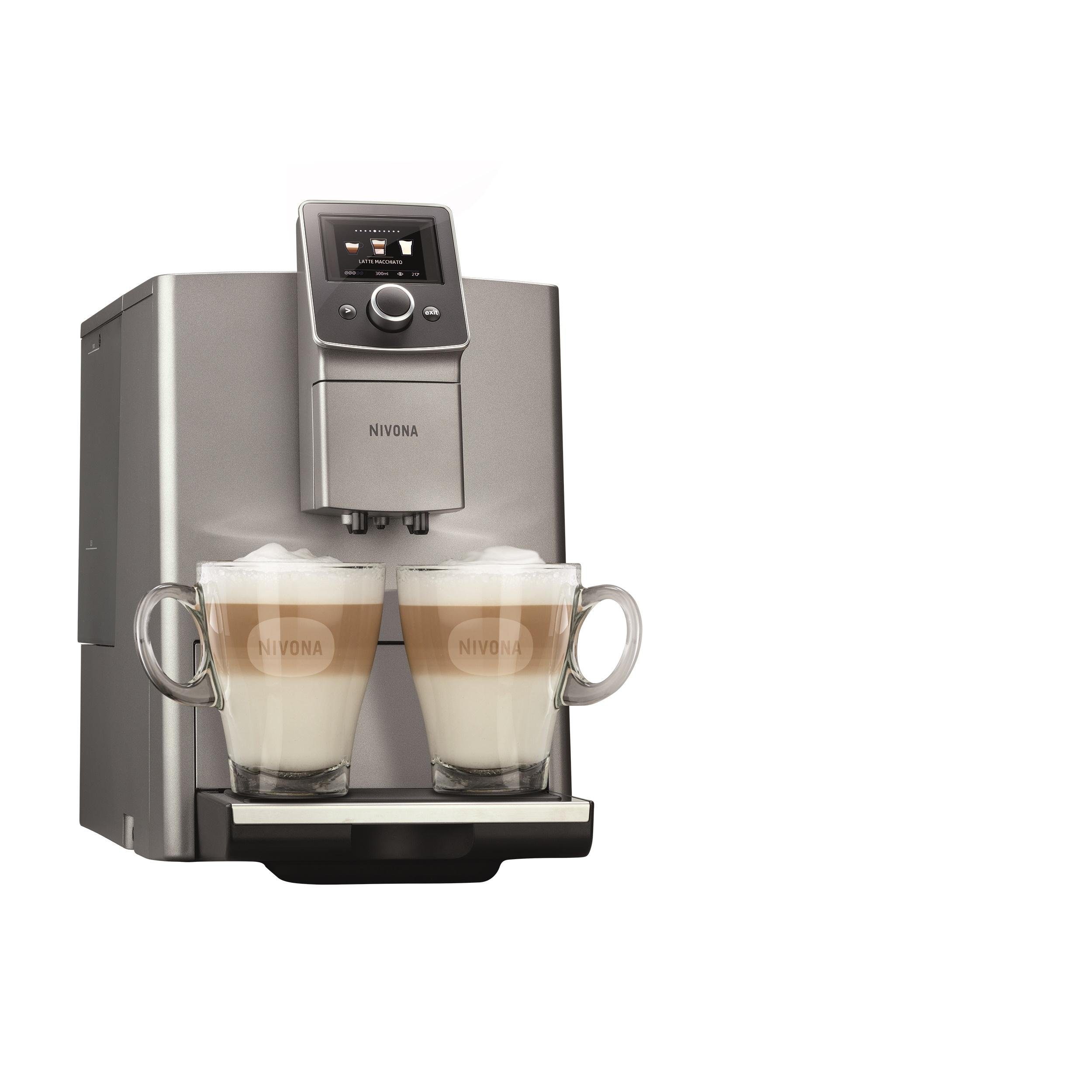 Nivona Kaffeevollautomat NICR 823 CafeRomatica Titan, OneTouch, Kegelmahlwerk, 250 g Bohnenbehälter, 1,8 l Wassertank