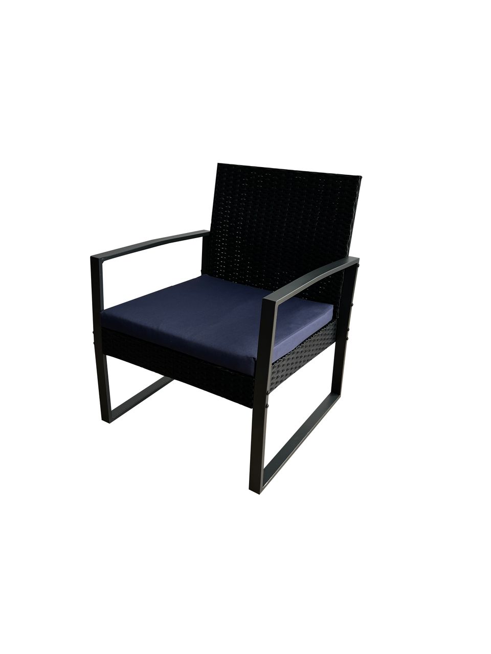 Happy Home Happy Home Bistro-Set 3 tlg. HGE47-SDB schwarz mit dunkelblauen Sitzkissen
