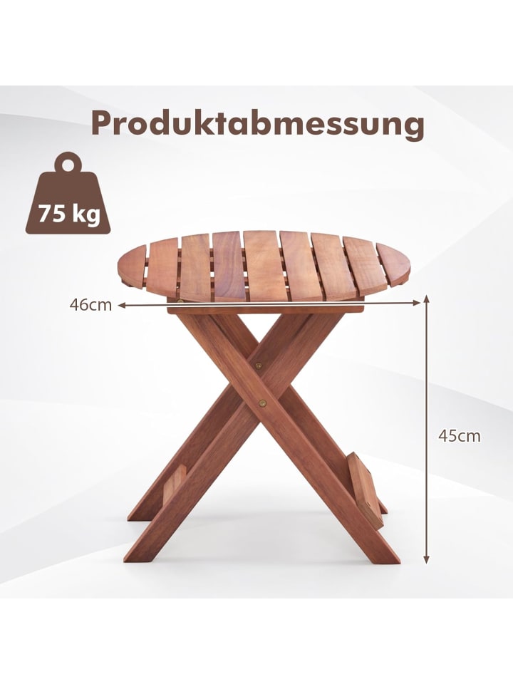 COSTWAY Gartentisch Akazienholz 46x46x45cm in Braun günstig kaufen onesize