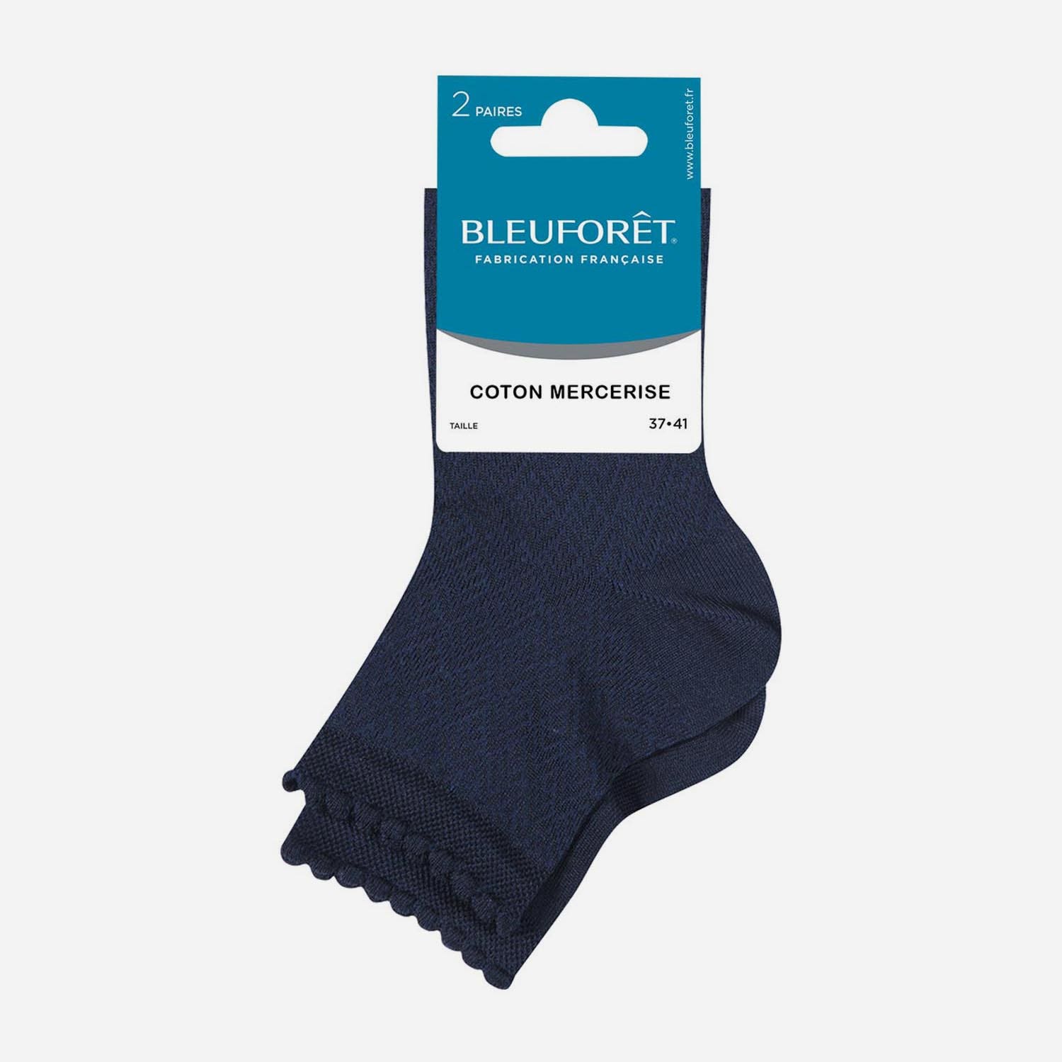 2 paires de chaussettes BLEUFORET marine à ajourés chevrons Pointure 37-41