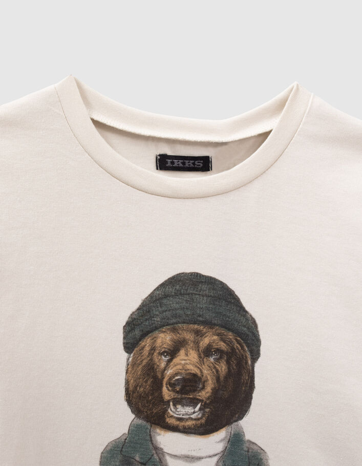 T-shirt écru visuel ours-snowboarder garçon