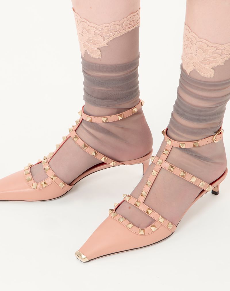 Rockstud-decolleté van geitenleer 40 mm