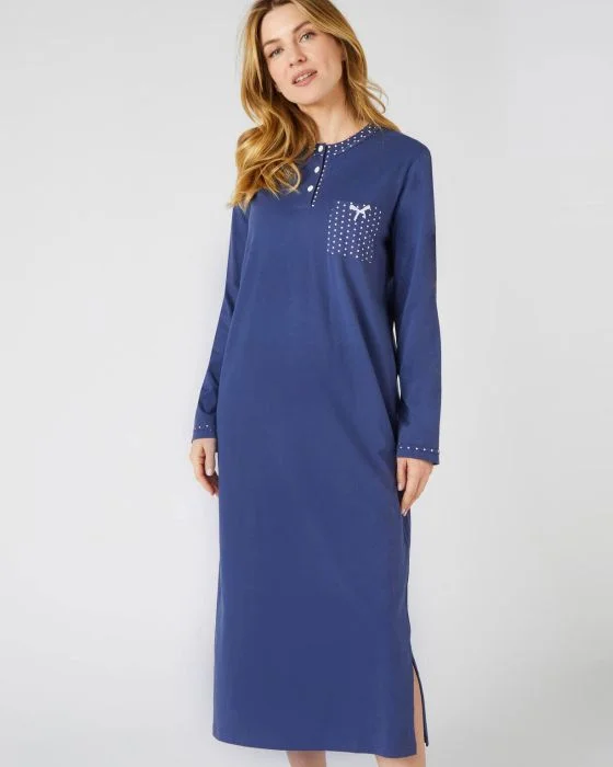 Chemise de nuit manches longues, maille jersey