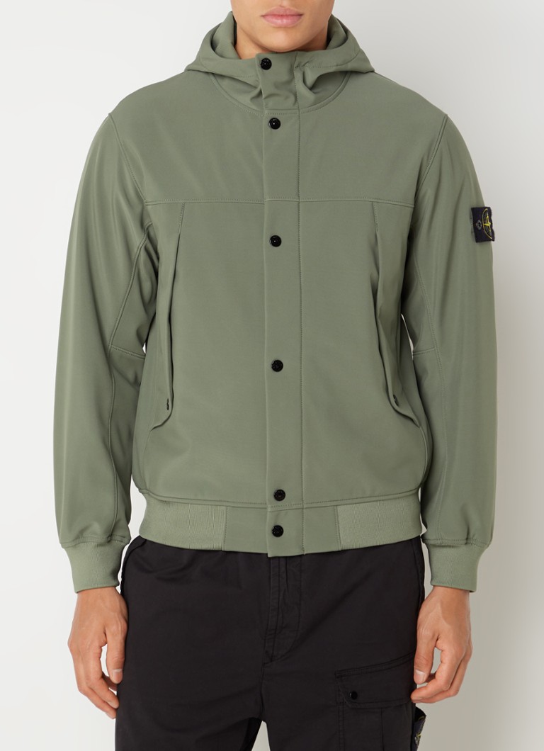 Μπουφάν Stone Island 40227 softshell με λογότυπο και κουκούλα