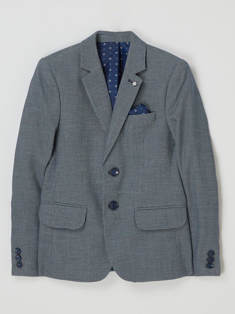 Slim Fit 2-Knopf-Sakko mit Stretch-Anteil in bleu
