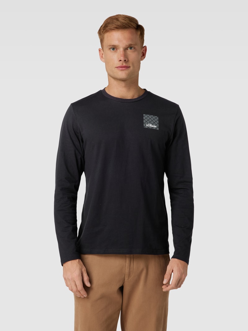 Longsleeve mit Label-Print Modell 'Mix & Match' in schwarz