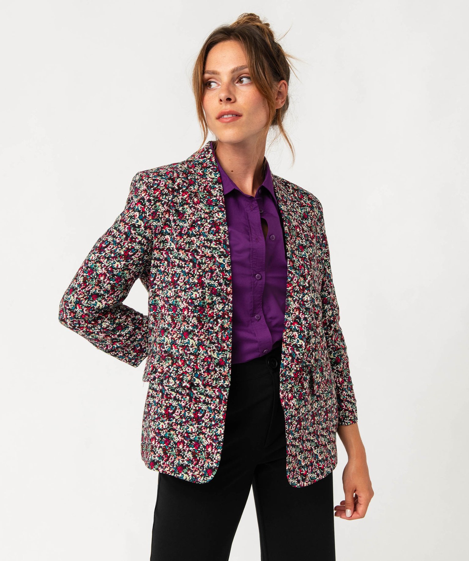 Veste à manches froncées femme imprime | GEMO
