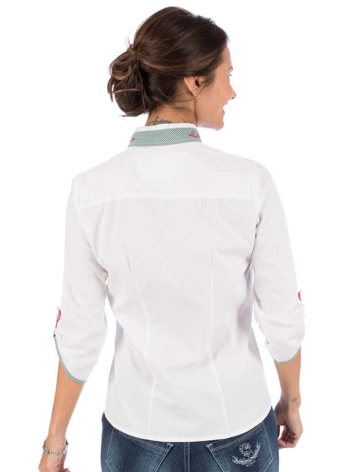 OS-Trachten Trachtenbluse 450004-3684 in weiß-grün günstig kaufen