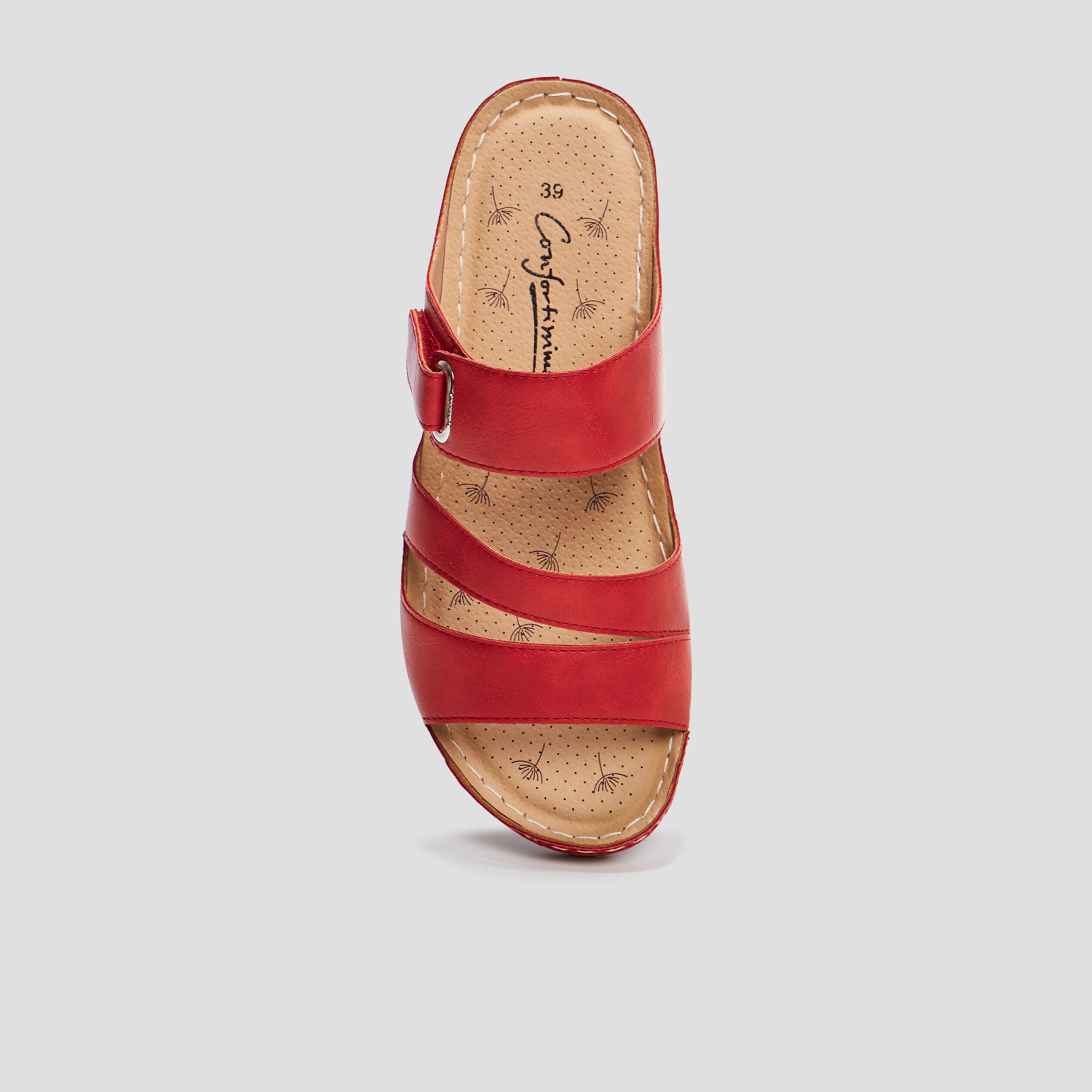 Mules compensées pied large rouge femme | La Halle