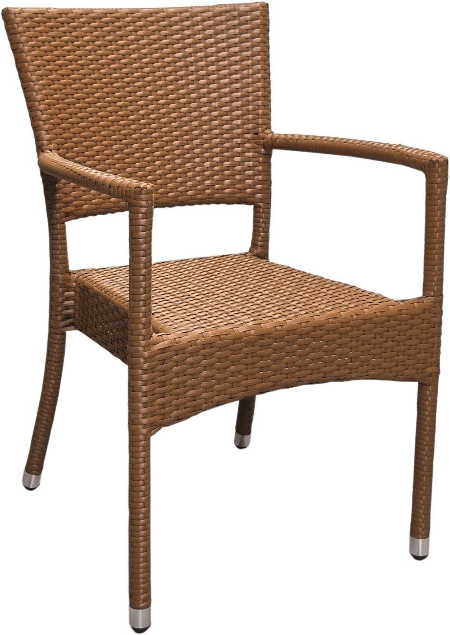 Konway Stapelstuhl ROM (4 St), 4x KONWAY® ROM Stapelsessel Braun Premium Polyrattan Sessel