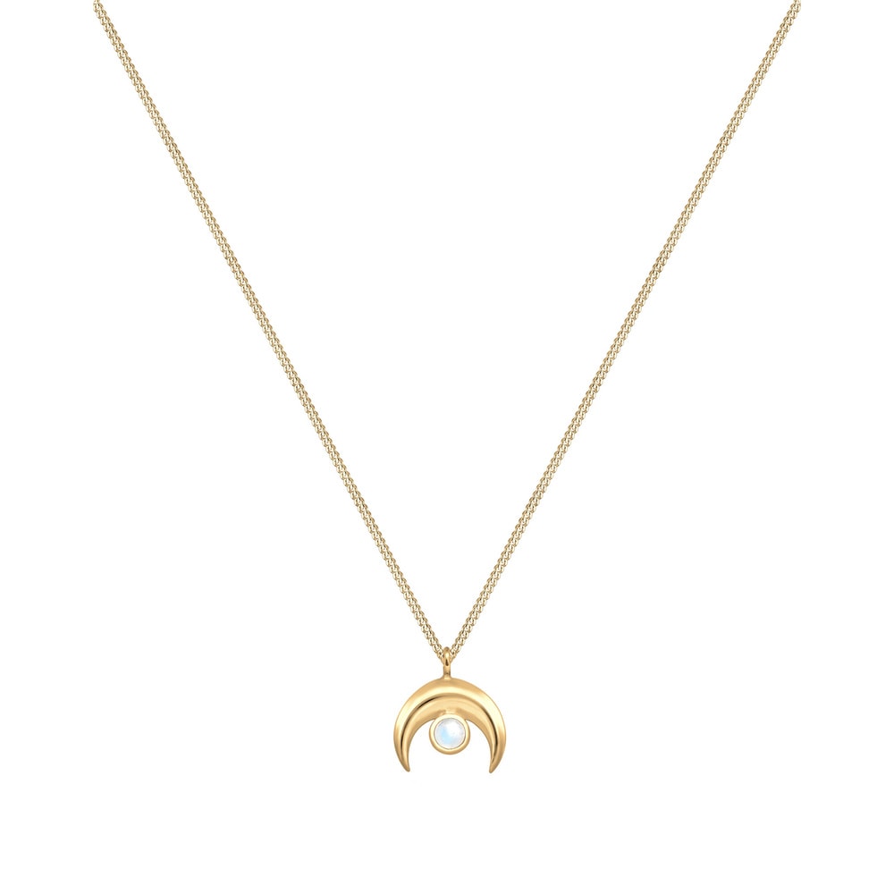 Elli Elli Collier Femme Pendentif Demi Lune Pierre de Lune - (925/1000) Argent collier