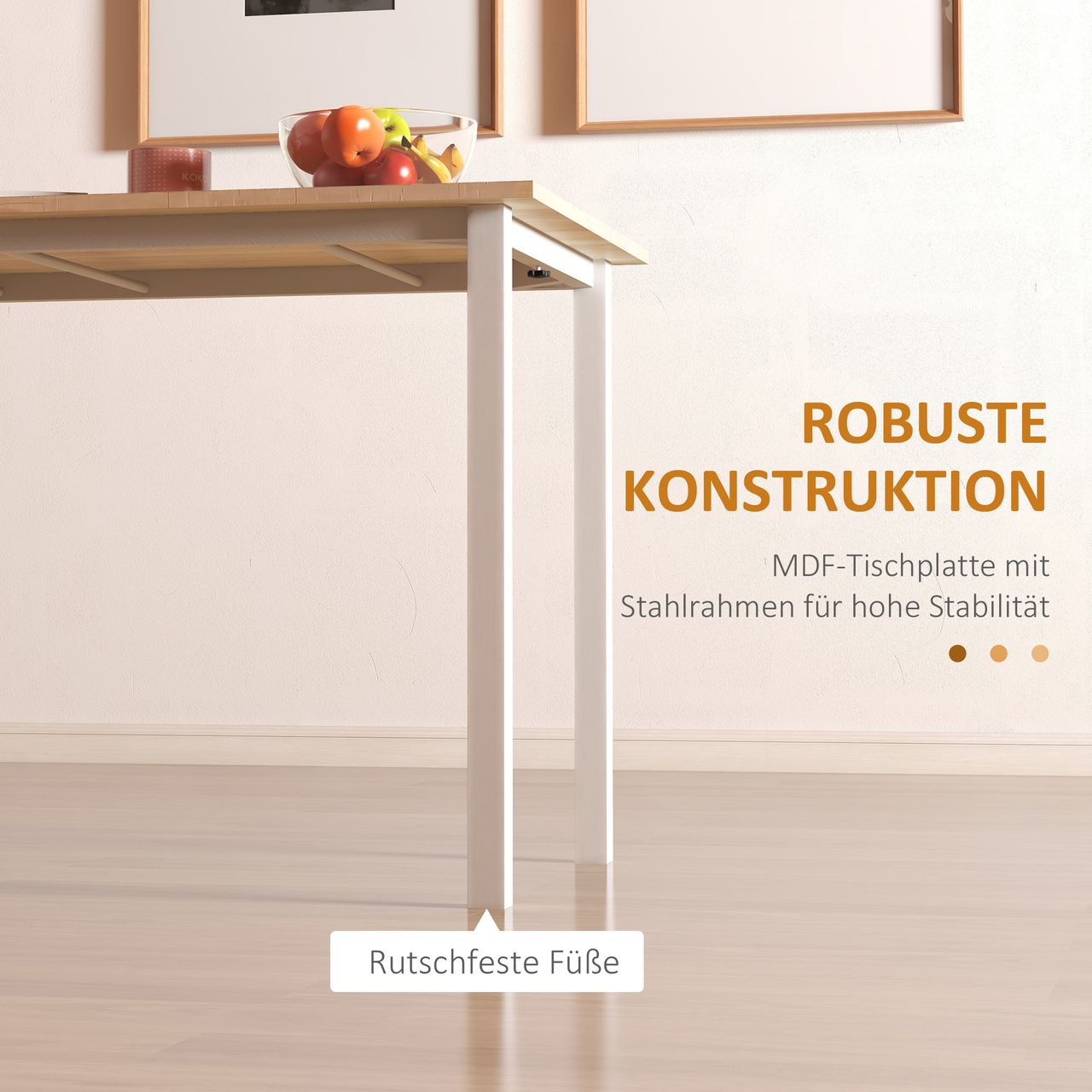 HOMCOM Esstisch erweiterbarer Küchentisch Esszimmertisch für 6 Personen, Stahl, Braun