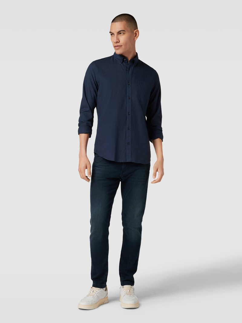 Freizeithemd mit Under-Button-Down-Kragen Modell 'trostol' in marineblau