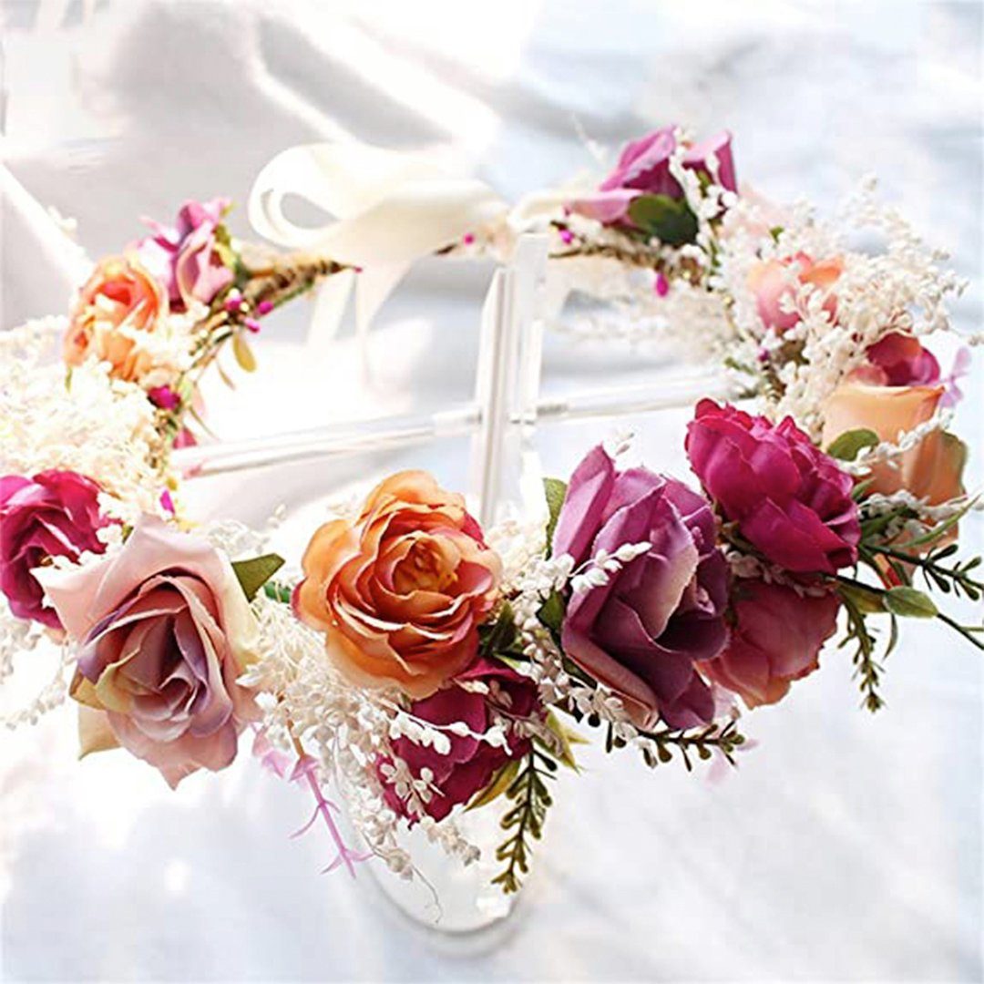 SOTOR Haarband Hochzeit Blumenkranz Krone,Rose Blumenkopf tragen,Photo Requisiten., 1-tlg.