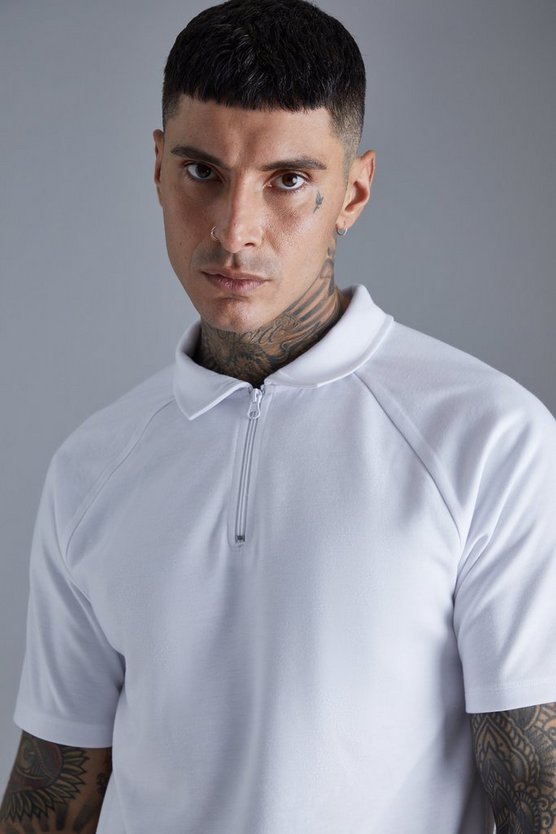 Tall Slim-Fit Raglan Poloshirt mit langen Ärmeln