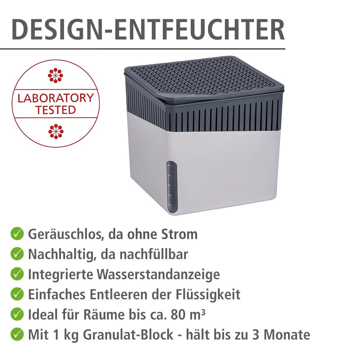 WENKO Luftentfeuchter Cube, für 80 m³ Räume, 1000 g