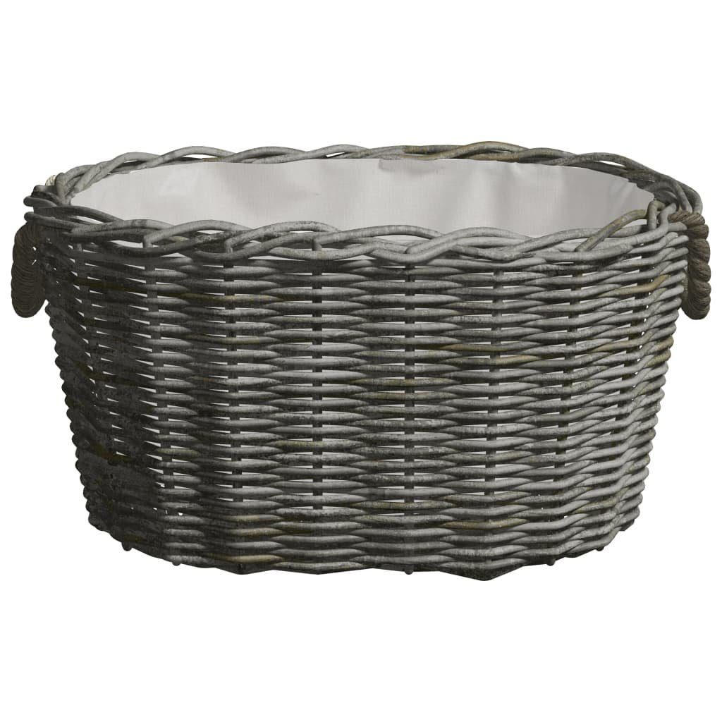 vidaXL Kaminholzregal Holzkorb mit Tragegriffen 60x40x28 cm Grau Weide, BxTxH:60x40x28 cm