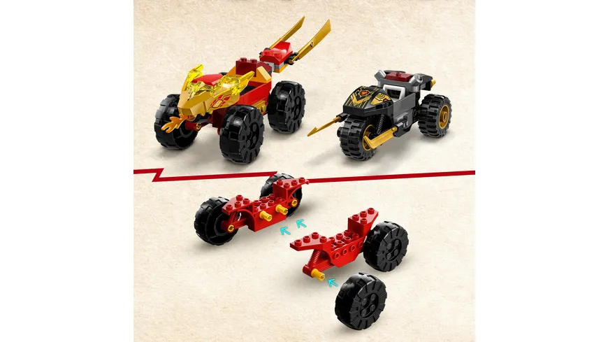 LEGO NINJAGO 71789 Verfolgungsjagd Set mit Kais Flitzer und Ras' Motorrad