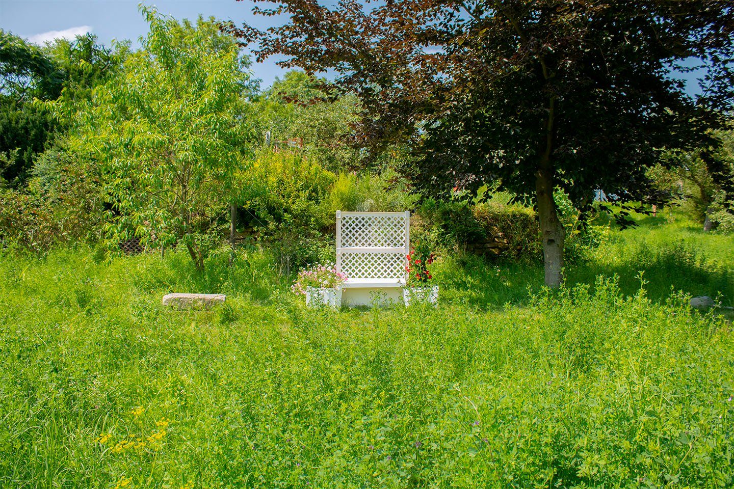 KHW Gartenbank Kopenhagen, mit Spalier und zwei Pflanzkästen, weiß