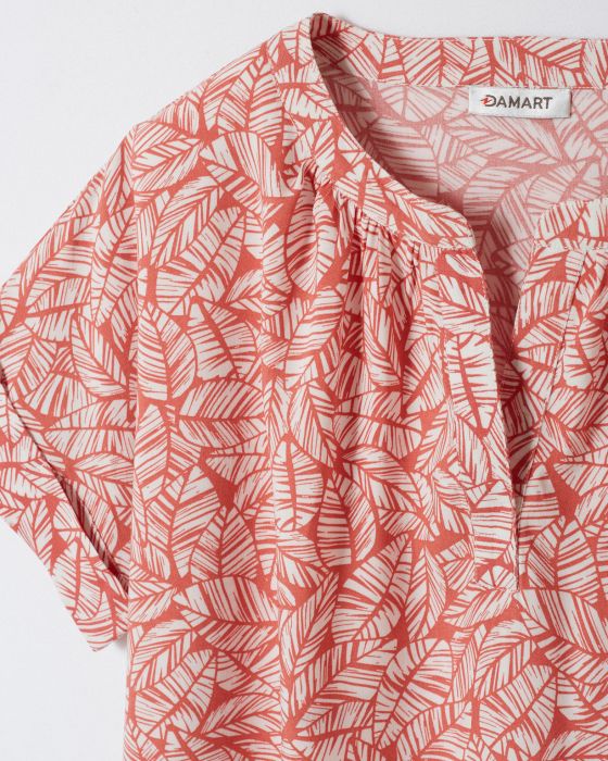 Blouse imprimée col tunisien