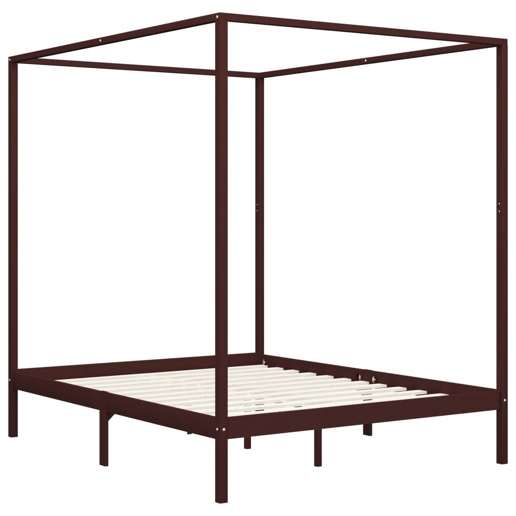 möbelando Himmelbett 299785 (LxBxH: 204x184x200 cm), aus Kiefer in Dunkelbraun