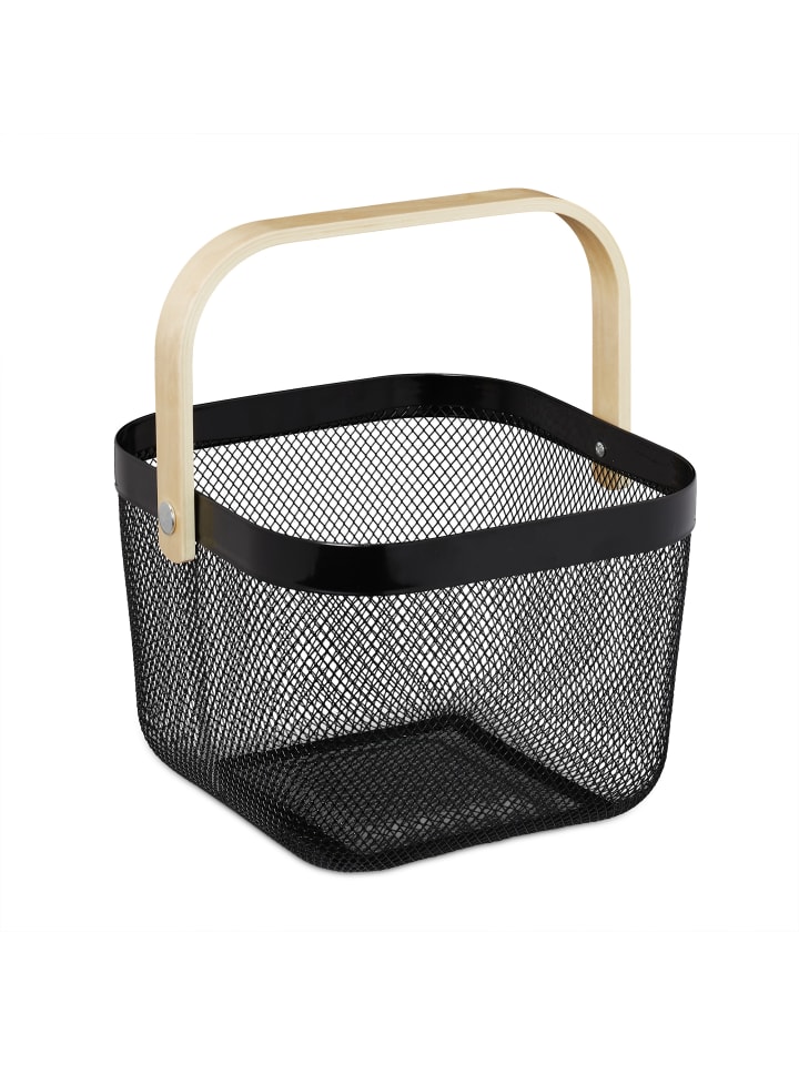 relaxdays Aufbewahrungskorb in Schwarz - (B)26 x (H)17,5 x (T)24,5 cm günstig kaufen onesize