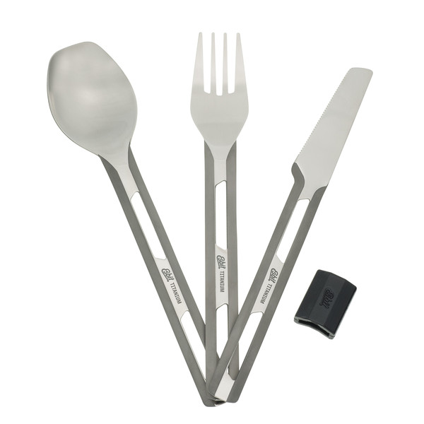 TITAN BESTECK-SET, 3 TEILIG, MIT SILIKON-MANSCHETTE - Campingbesteck