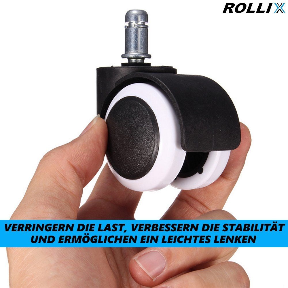 MAVURA Stuhlrolle ROLLIX Bürostuhlrollen Hartbodenrollen Stuhlrollen, Chefsesselrollen - leise & kratzfrei 11mm [5er Set]
