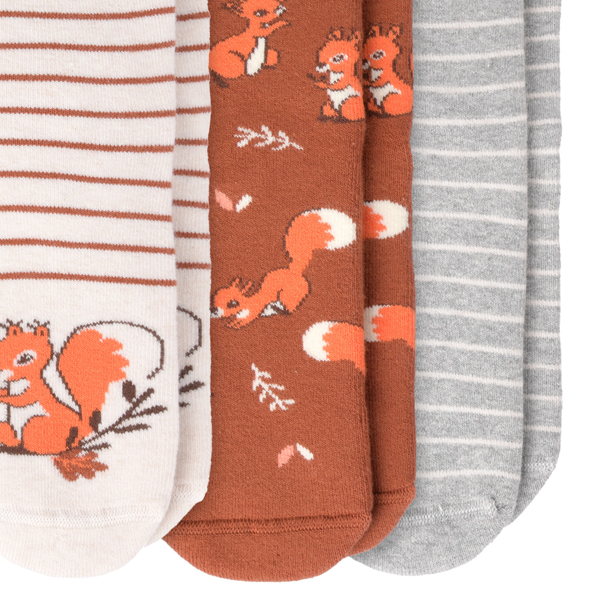 3 Paar Mädchen Socken mit Eichhörnchen