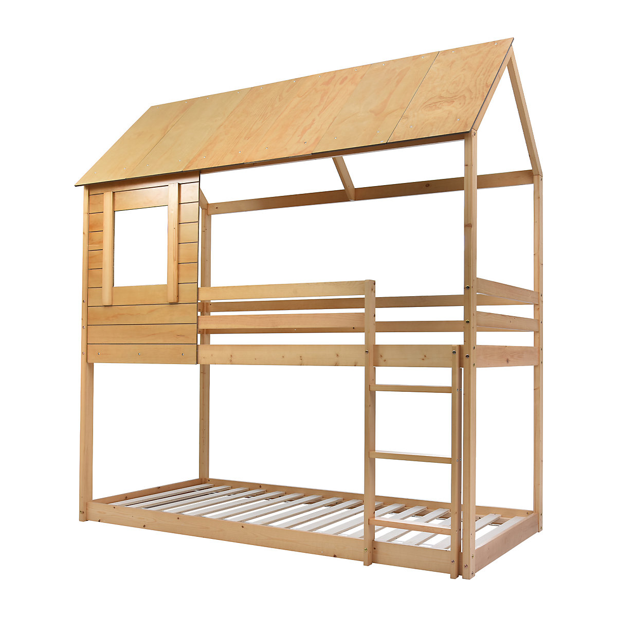 Etagenbett Kinderbett, Holz, Etagenbett 90 X 200 cm, Kinder hausbett, mit Dach, Leiter und Lattenrost