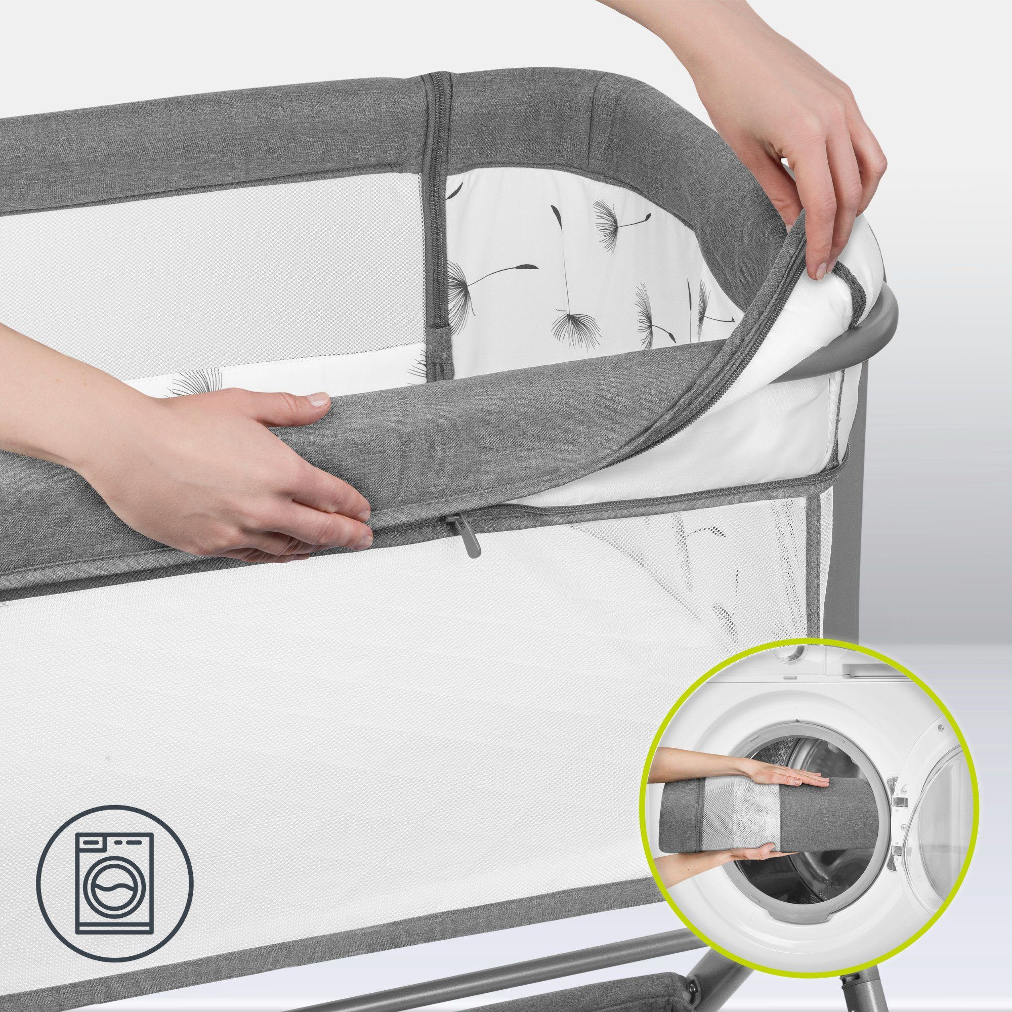 lionelo Reisebett Leonie Plus (Set, Set) SUPER Babytragetasche, Wiege, freistehendes Babybett