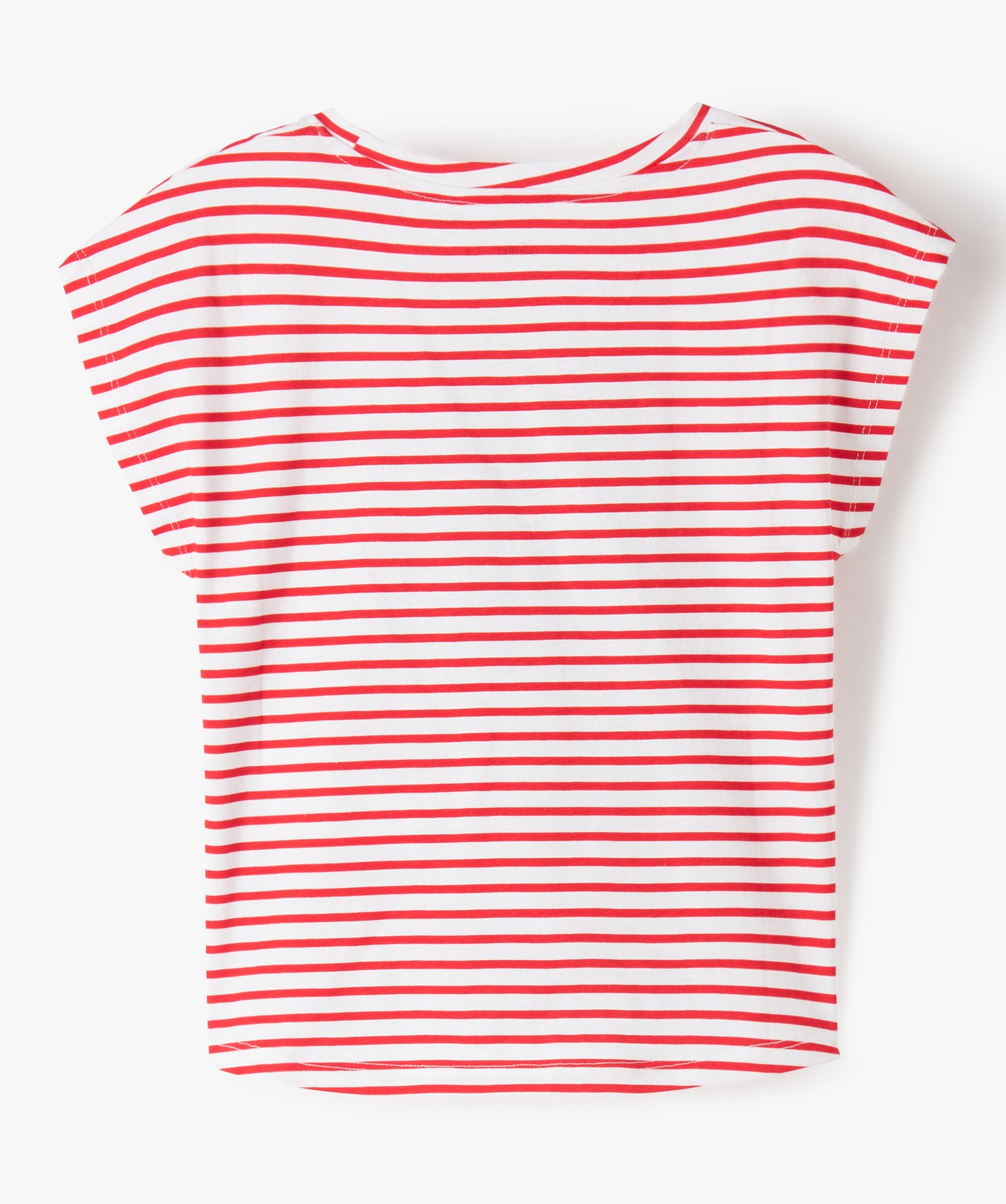 Tee-shirt fille à motifs noué dans le bas rouge | GEMO