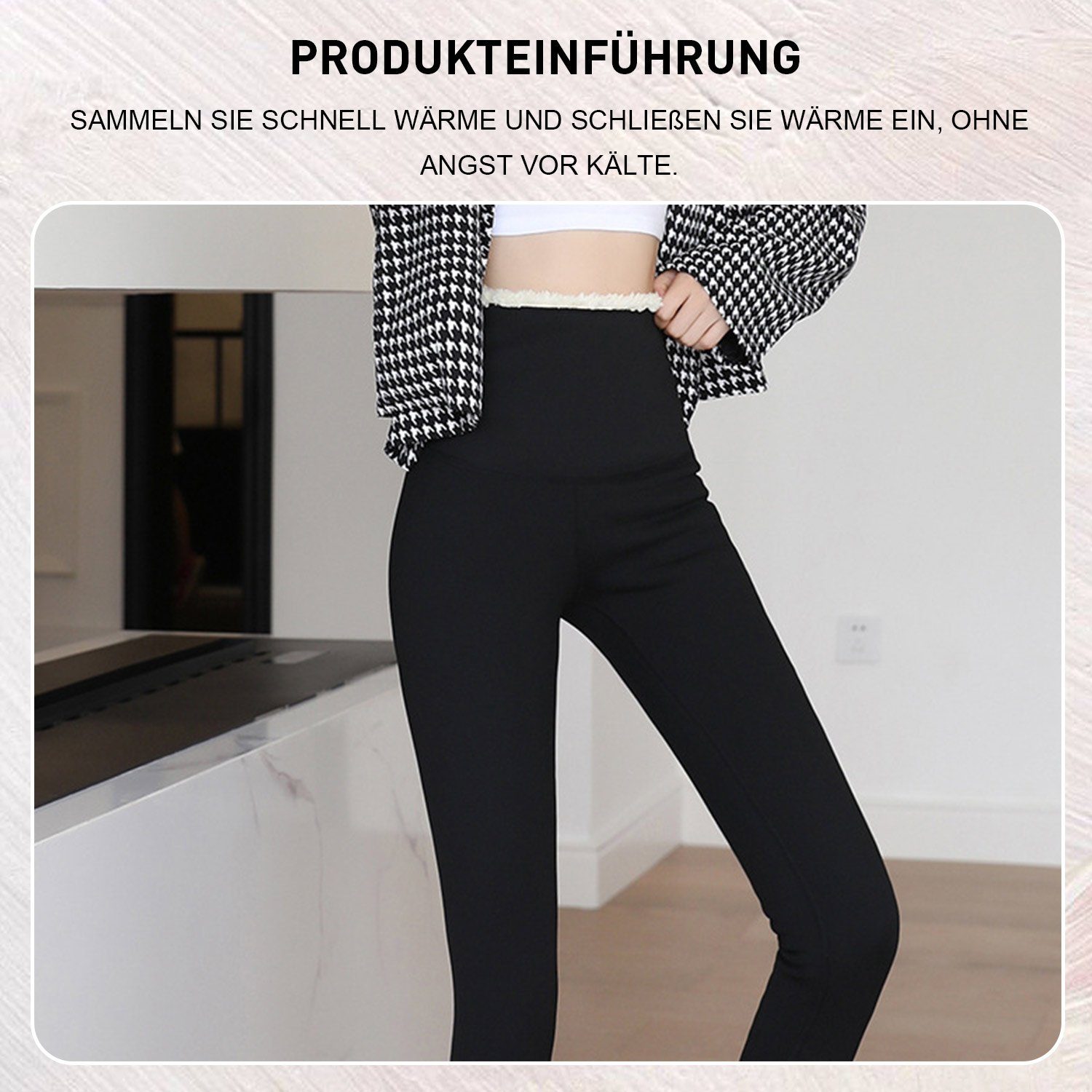 TOPMELON Leggings Warme Hosen mit hoher Taille, Hai-Hose