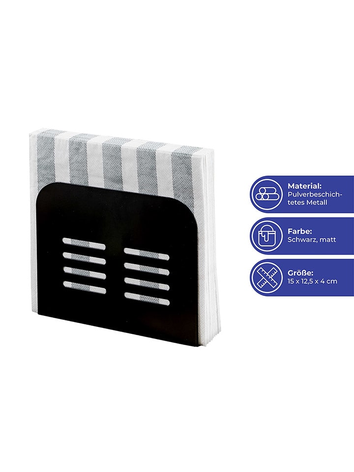 Wenko Serviettenhalter ''Maximex'' in Schwarz - (B)15 x (H)12,5 x (T)4 cm günstig kaufen onesize