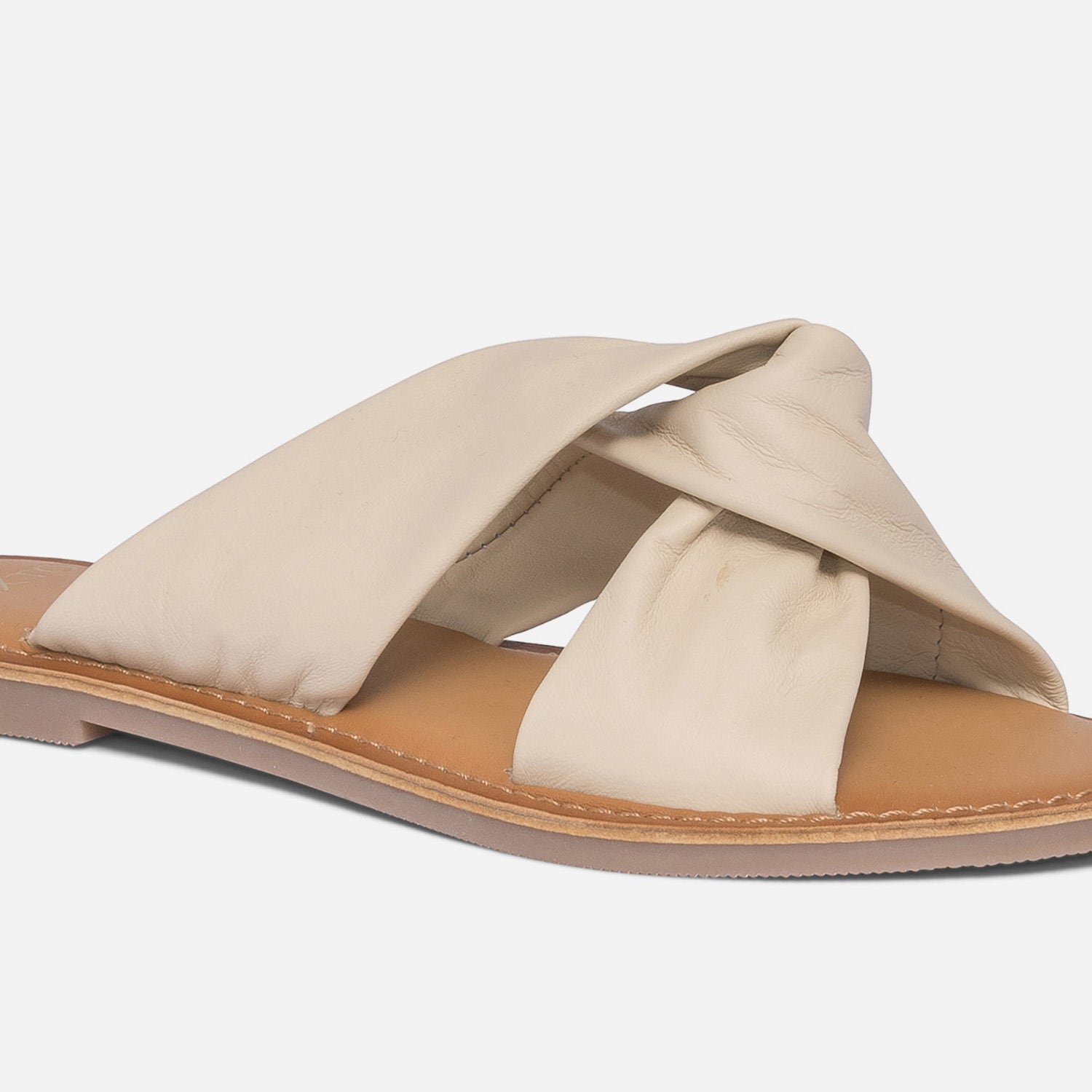 Mule TEXTO beige en cuir à brides souples croisées
