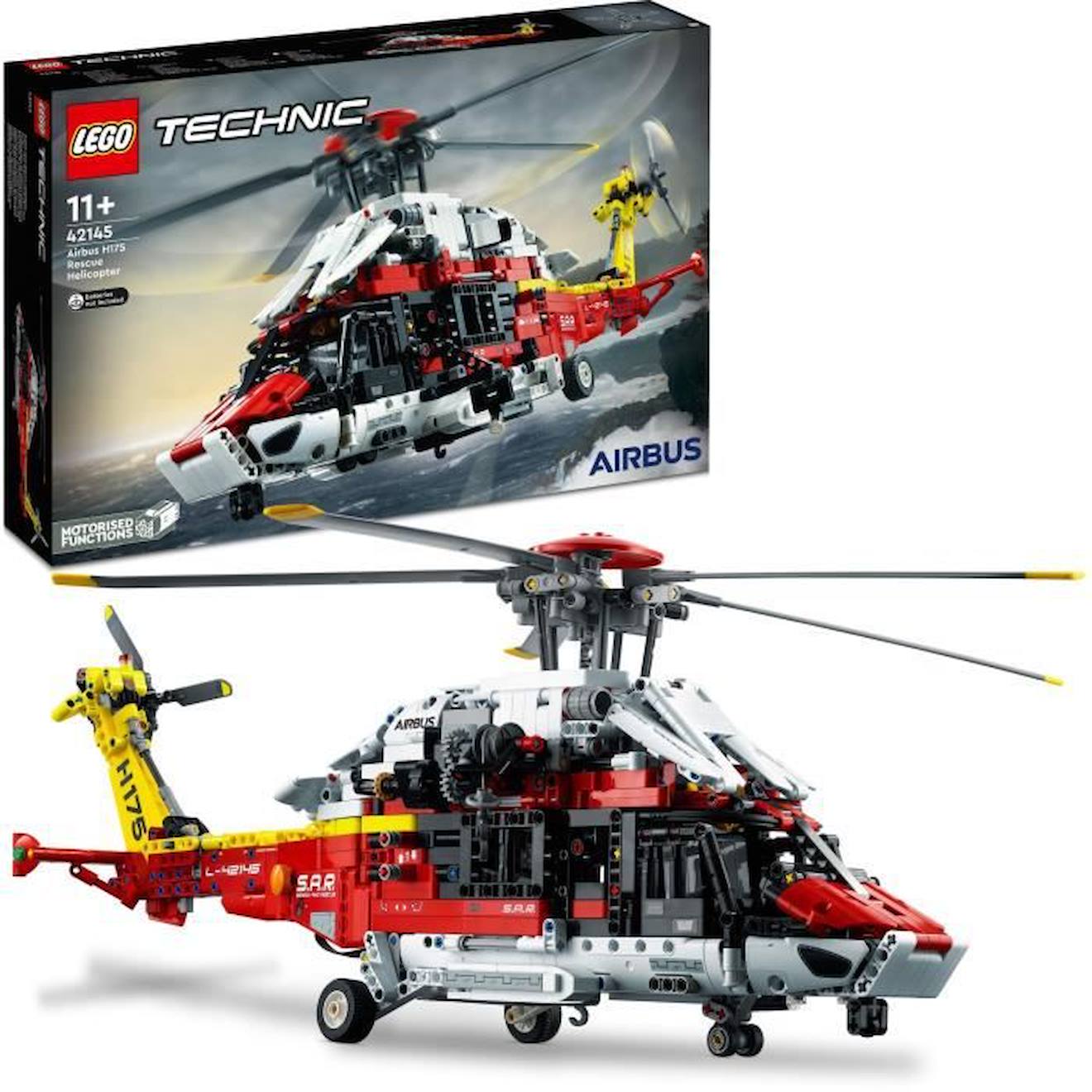 LEGO 42145 Technic L’Hélicoptère de Secours Airbus H175, Jouet Hélicoptère, Maquette Éducative, Modélisme, Enfants Dès 11 Ans rouge