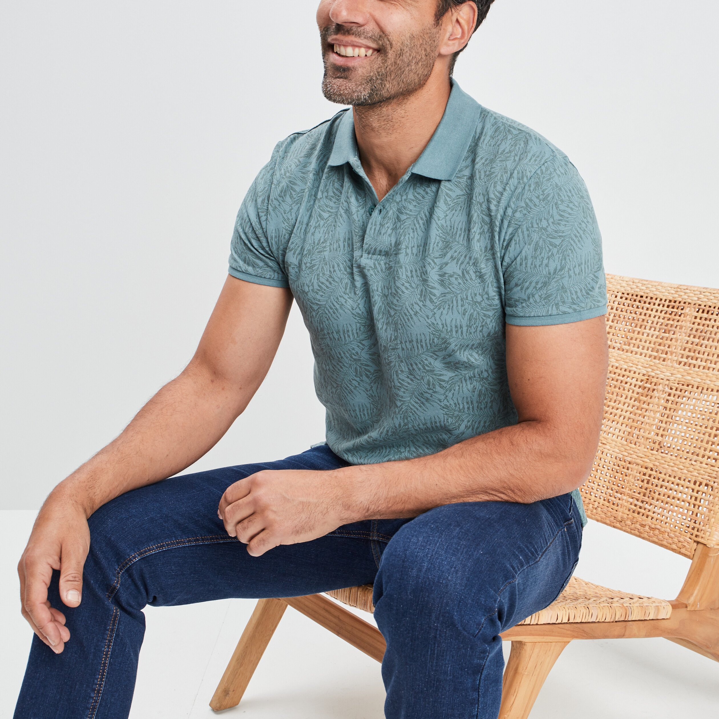 Polo droit manches courtes coton vert clair homme | La Halle