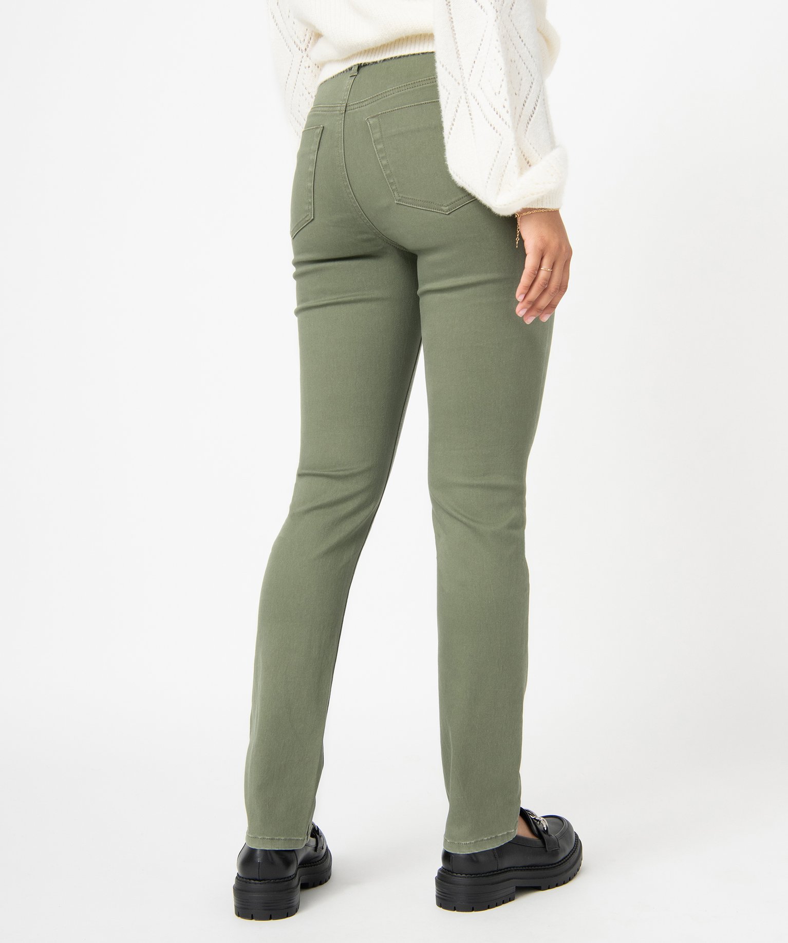 Pantalon femme coupe Regular en stretch kaki | GEMO