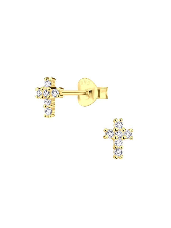 Alexander York Ohrstecker KREUZ Zirkonia in 925 Sterling Silber in Gold, 2-tlg. günstig kaufen onesize
