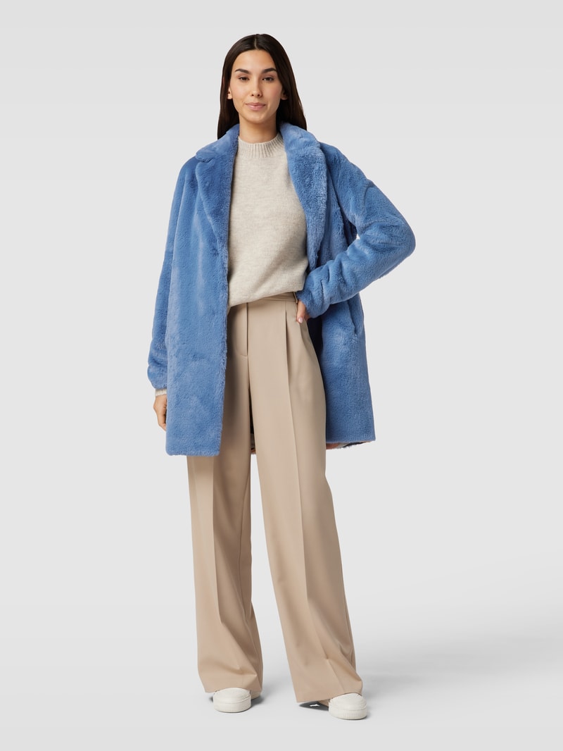 Mantel aus Teddyfell in rauchblau