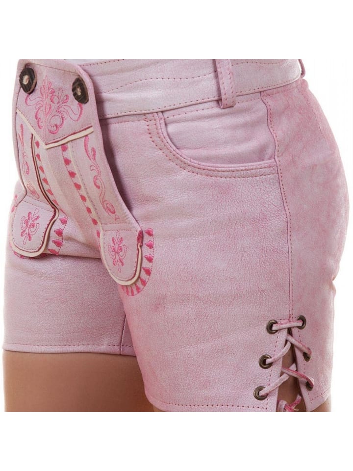 Edelnice Ledershorts in pink günstig kaufen 32