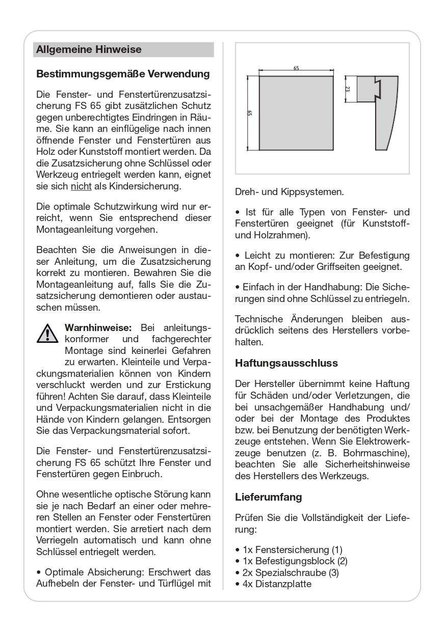 Basi Fenster- und Fenstertürenzusatzsicherung in Weiß