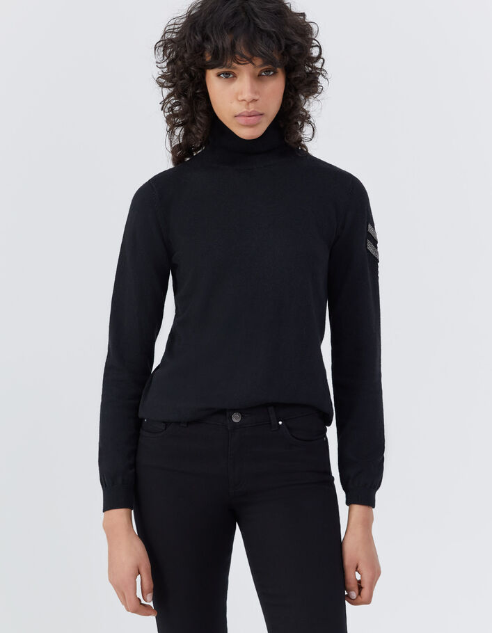 Pull col roulé maille tricot bijoux esprit militaire femme