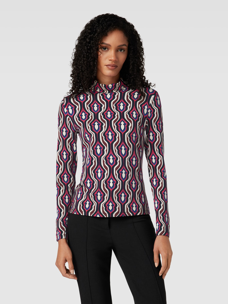 Longsleeve mit Rollkragen in marineblau