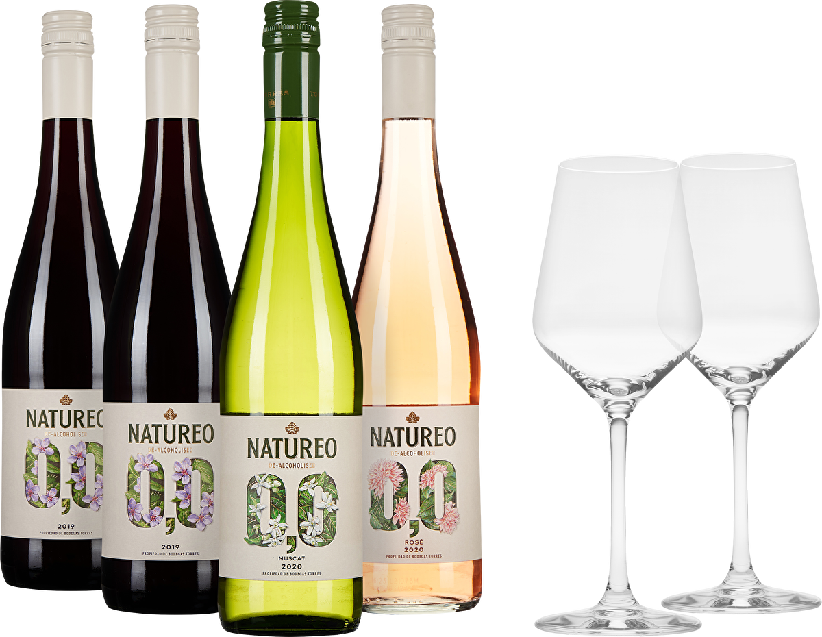 Familia Torres Probierpaket Alkoholfreie Weine + 2 Gläser gratis